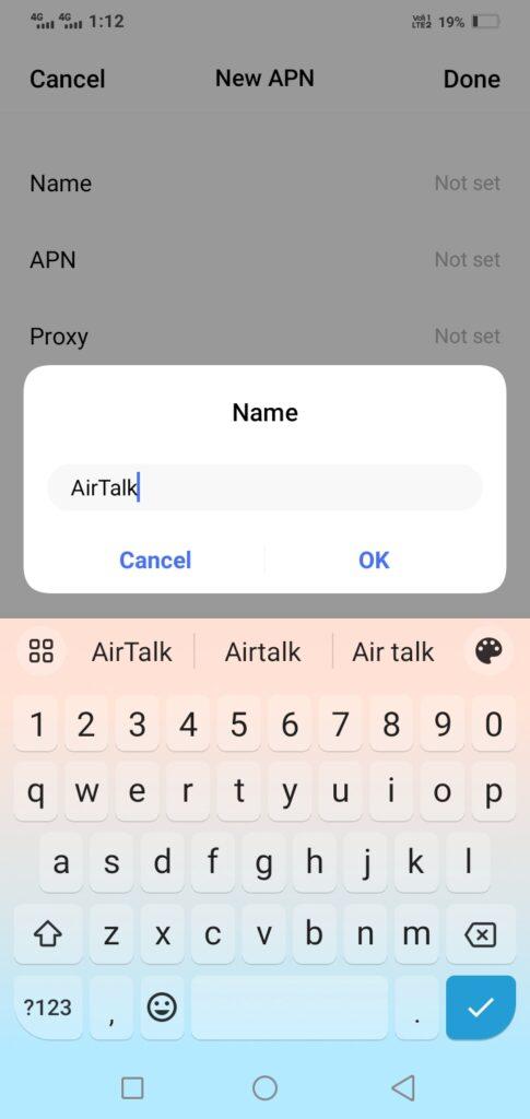 AirTalk APN Settings